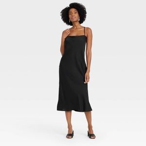 A New Day Apron Slip Dress, Black, Medium